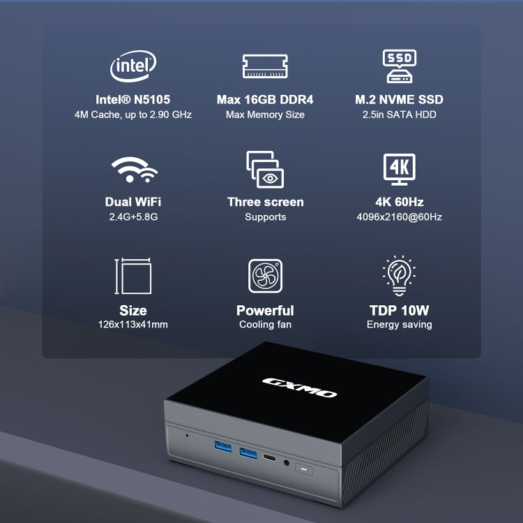 GXMO GX55 Windows 11 Intel N5105 Mini PC