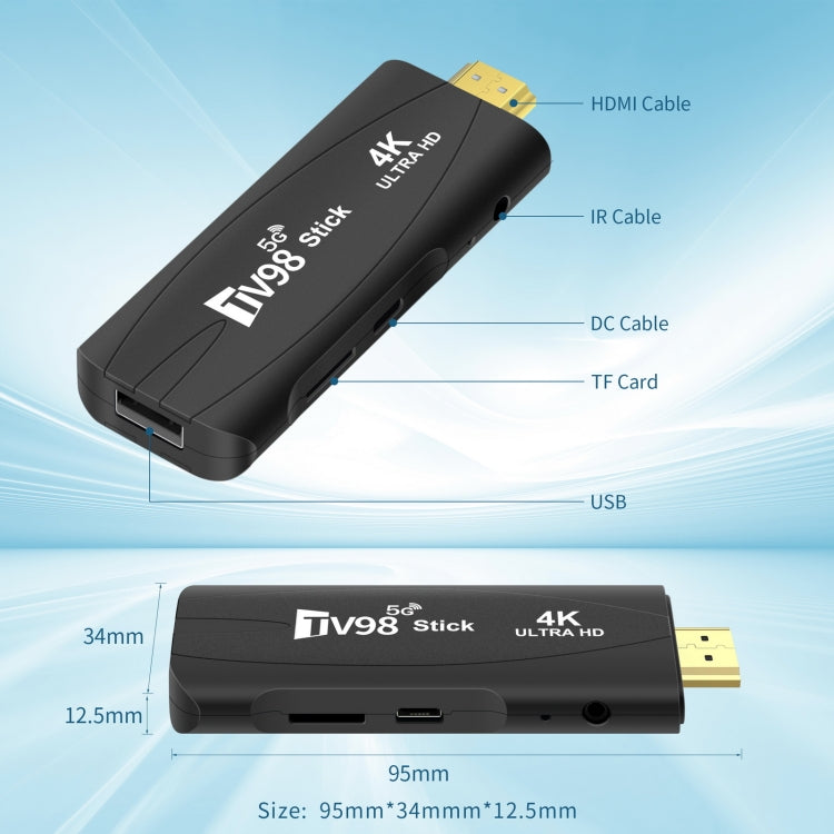 TV98 Rockchip Quad Core 4K HD Bluetooth TV Stick