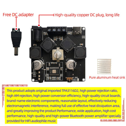 AP50H HiFi 2.0 Stereo Bluetooth Amplifier Board