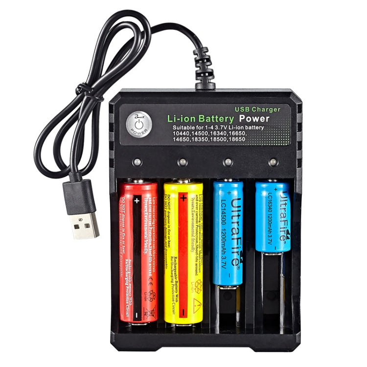 4 Slot Lithium Battery USB Charger, front